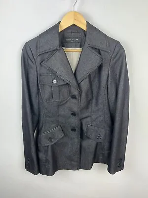 Buy Karen Millen Dark Silver Grey Denim Fitted Jacket Size 10 Y2K • 19.99£