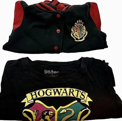 Buy Harry Potter Hogwarts Sweatshirt Red Letterman Jacket Hoodie & Black Shirt • 21.74£