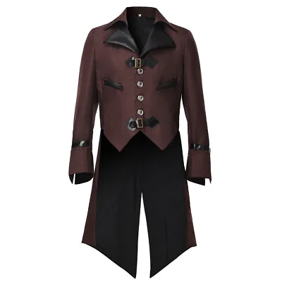 Buy Mens Gothic Long Tailcoat Victorian Steampunk Coat Jacket Halloween Costume • 33.59£