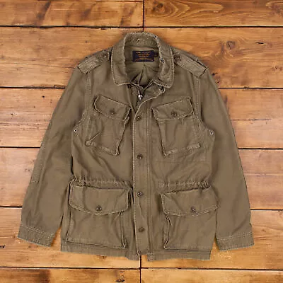 Buy Vintage J Crew Military Jacket L Field Army Green Button Zip • 49.99£