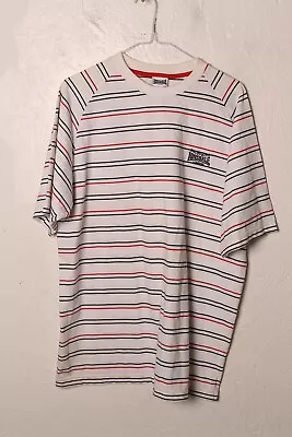 Buy Vintage Lonsdale Y2K Oversize T-shirt - Striped White - Size Large L (65C) • 5.99£