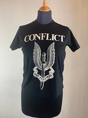 Buy Vintage Conflict Who Kills Wins Punk T-shirt Girls/ladies/small Star World Tag • 20£