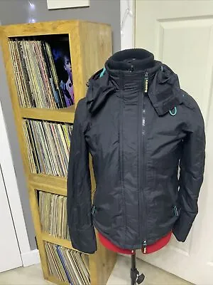 Buy Superdry Wind Heater Black With Turquoise Trim Size XS • 7£