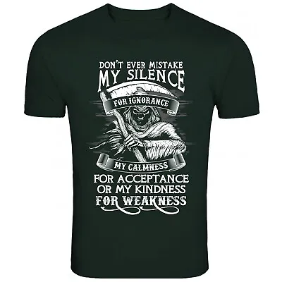 Buy Don't Mistake My Silence Grim Reaper TShirt Funny T-Shirt Mens Womens Unisex Tee • 12.99£