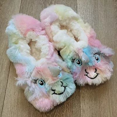 Buy Girls Fluffy Unicorn Slipper Size UK 1 • 1.75£
