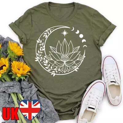 Buy Sunny Face Moon Sun And Moon T Shirt Tee-05332-Army Green-XXL • 8.27£