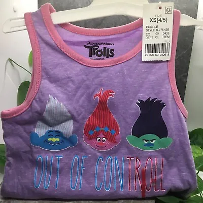 Buy Troll Out Of Controll Purple Tank Top Sleeveless Shirt Child's Size XS 4-5  NWT • 7.97£