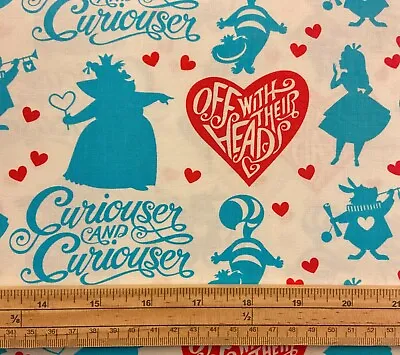 Buy Fat Quarter Alice In Wonderland Curiouser And Curiouser 100% Cotton Fabric • 3.60£