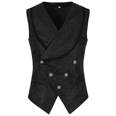 Buy Cosplay Waistcoat Mens Brocade Tailored Formal Gothic Steampunk Victorian • 22.99£