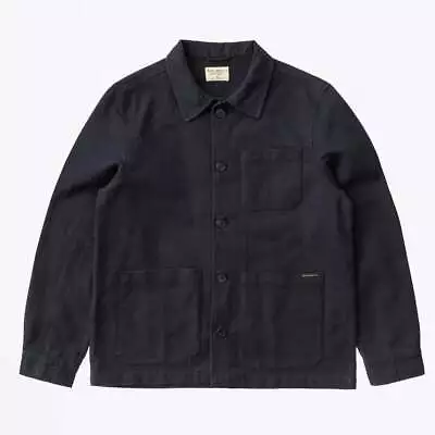 Buy Nudie Jeans Barney Worker Jacket Chore Sachet Overcoat Navy Blue Cotton Twill • 59£