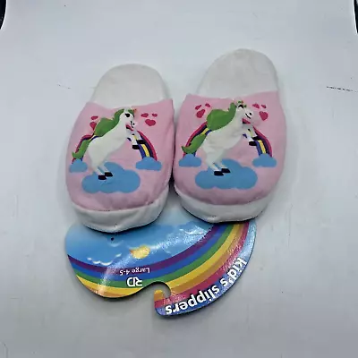 Buy Unicorn Slippers Pink Size Large 4-5 Royal Deluxe 100% Polyester Kid's Rainbow • 7.65£