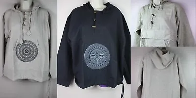 Buy Handmade Shirt Cotton Pullover Festival Hooded Hippie Jacket Kurta Casual CS4 • 17.84£