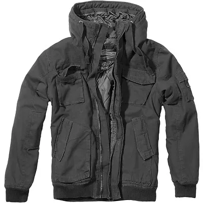 Buy Brandit Bronx Jacket Mens Police Travel Coat Warm Hooded Security Parka Black • 100.95£