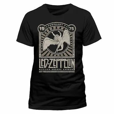 Buy Official Led Zeppelin T Shirt Madison Square Garden 75 Black Classic Rock Metal • 15.98£