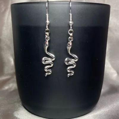Buy Handmade Silver Snake Earrings Gothic Gift Jewellery Women Woman Ladies Girl • 4£