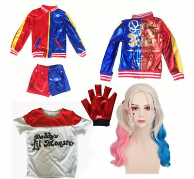 Buy Harley Quinn Kids Suicide Squad Girl Halloween Cosplay Costume Outfit Gifts UK • 15.80£