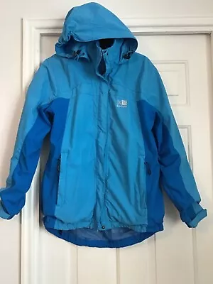 Buy Womens Hooded Windproof Jacket Size 12 Turquoise Blue Raincoat Karrimor • 14.99£