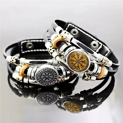 Buy Viking Multilayer Bracelet, Viking Leather/Glass Bracelet, Viking Beads Bracelet • 6.95£