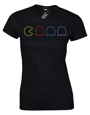 Buy Gaming Ghosts Outline Ladies T-shirt Funny Retro Gaming Gamer Arcade (col) • 7.99£