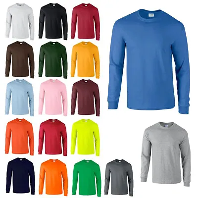 Buy GILDAN Mens Long Sleeve T Shirt Ultra Classic Fit Plain Cotton Crew Top G2400 • 9.99£