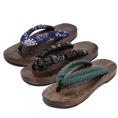 Buy Fashionable Mens Trendy Geta Clogs Flip Flops Thong Sandals Wooden Slippers • 21.35£