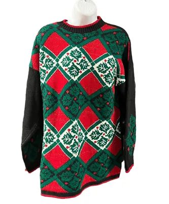 Buy Vintage JJ Browne Christmas Sweater Holly Berry Size Large • 19.29£