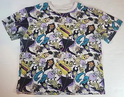 Buy Disney Villains All Over Print Short Sleeve T-Shirt Women's Size Large • 14.17£