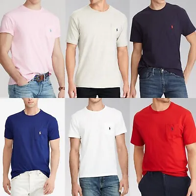 Buy Ralph Lauren Mens T Shirt Crew Neck 100% Cotton Short Sleeve Pocket T Shirt Tee • 17.50£