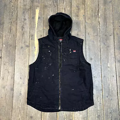 Buy Wrangler Gilet Mens Quilt Lined Full-Zip Workwear Hooded Vest Jacket, Black, XL • 30£