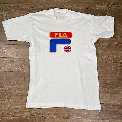 Buy Fila Vintage Logo T-Shirt White Short Sleeve - Large • 12.50£
