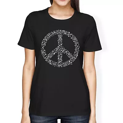 Buy 1Tee Womens Loose Fit Musical Peace Sign Symbol T-Shirt • 8.99£