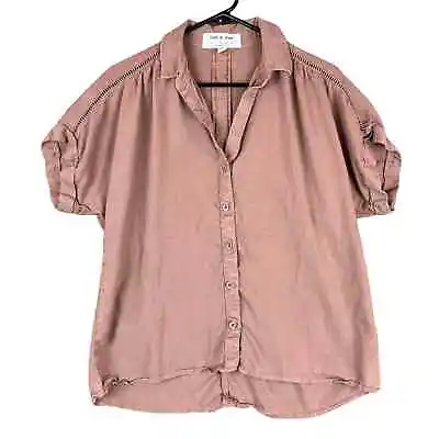 Buy Anthropologie Cloth & Stone Womens Shirt Brown Short Sleeve Button Down VNeck XS • 17.52£
