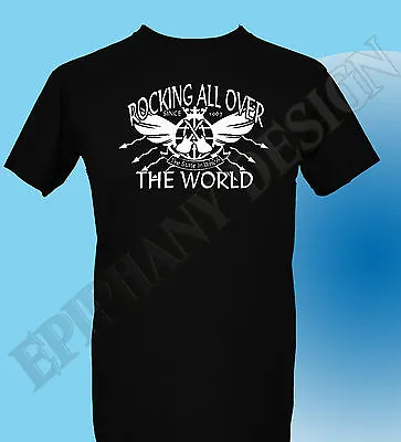 Buy Status Quo Inspired T-Shirt Rocking All Over The World Homage Mens T-Shirt • 12.95£