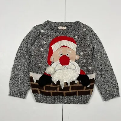 Buy Boys Christmas Jumper 3-4 Years Grey Santa Father Christmas 3D F&F • 4.61£