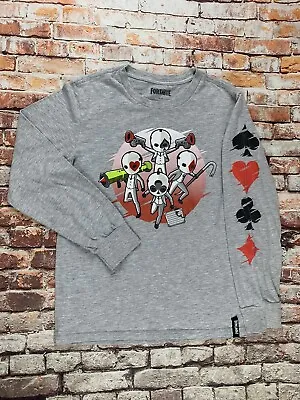 Buy Fortnite Shirt Kids XL 14-16 Grey Boys X-Large Playing Cards Poker • 9.44£