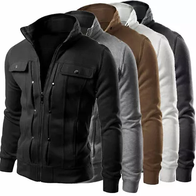 Buy Fit Mens Slim Stand Collar Long Sleeve Coat Top Military Blazer Outwear Jacket • 15.59£