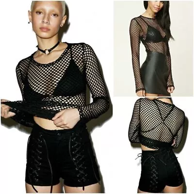 Buy Womens Mesh Fishnet Long Sleeve Blouse Top T-shirt Bikini Cover Up  Fashion • 7.99£
