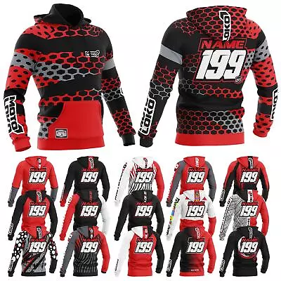 Buy Red Customised Sublimated Hoodie (Kids) Motocross Motorsport Mx Name Number ID • 54.99£