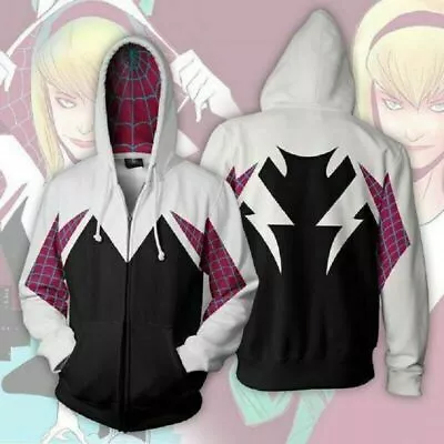 Buy Spider Gwen Spiderman Hoodie Sweatshirt Cosplay Costume Zip Coat Jacket Cool • 24.27£