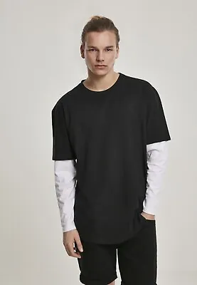 Buy Urban Classics T-Shirt Oversized Shaped Double Layer LS Tee Black/White • 30.59£