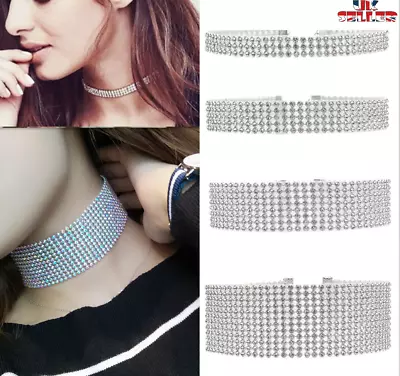 Buy Fashion Women Diamante Crystal Rhinestone Choker Necklace Wedding Jewellery UK • 2.49£