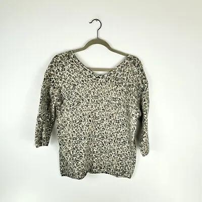 Buy BKE Buckle Womens Small Knit Sweater Leopard Beige Gold Metallic Double V Neck • 18.24£