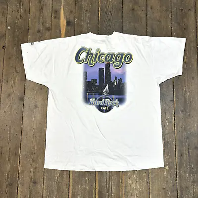Buy Hard Rock Cafe T-Shirt Chicago Vintage Graphic Tee, White, Mens XL • 20£
