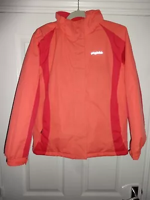 Buy Girls Orange & Red Waterproof Coat / Jacket Fleece Lined Hooded Winter - 13 Yrs • 4.50£