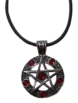 Buy SUPERNATURAL PENTAGRAM With RED CRYSTALS Pewter Finish PENDANT On 17  Cord • 8.52£