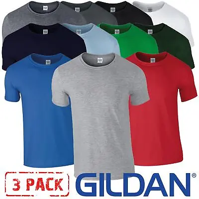 Buy 3 PACK Gildan Mens T-Shirt Softyle Plain 100% Ringspun Cotton Crewneck Tee Top • 16.50£