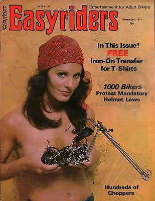 Buy VTG Easyriders Magazine November 1974 Free T-Shirt Transfer Bikers Protest Laws • 23.48£