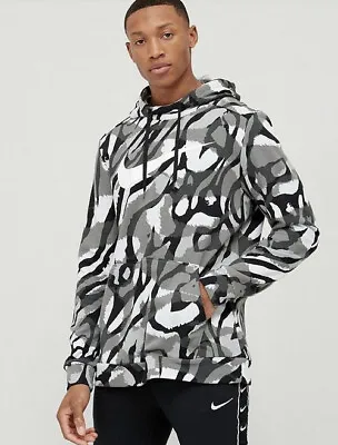 Buy Nike Clash Hoodie  Overhead Grey Fleece  Dri Fit Camo Dm8134 010 Size Medium • 55£