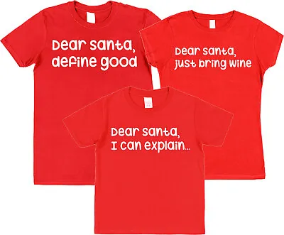 Buy Dear Santa Define Good Or Bring Wine Christmas T-Shirt Matching Family T-Shirts • 13.99£