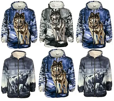 Buy Mens Womens Hooded Fur Sherpa Fleece Animal Print Jackets Thermal EXTRA Thick Pa • 29.99£